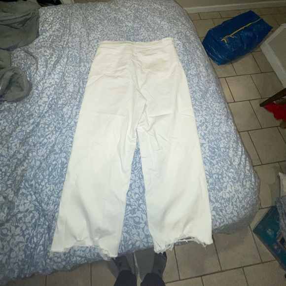 EXPRESS SUPER HIGH WAISTED WHITE 90s WIDE LEG JEANS SIZE 18 SHORT - Picture 5 of 9